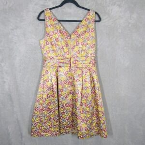Zac Posen for Target Pink Gold Floral Brocade Fit Flare Cocktail Dress Sz 11